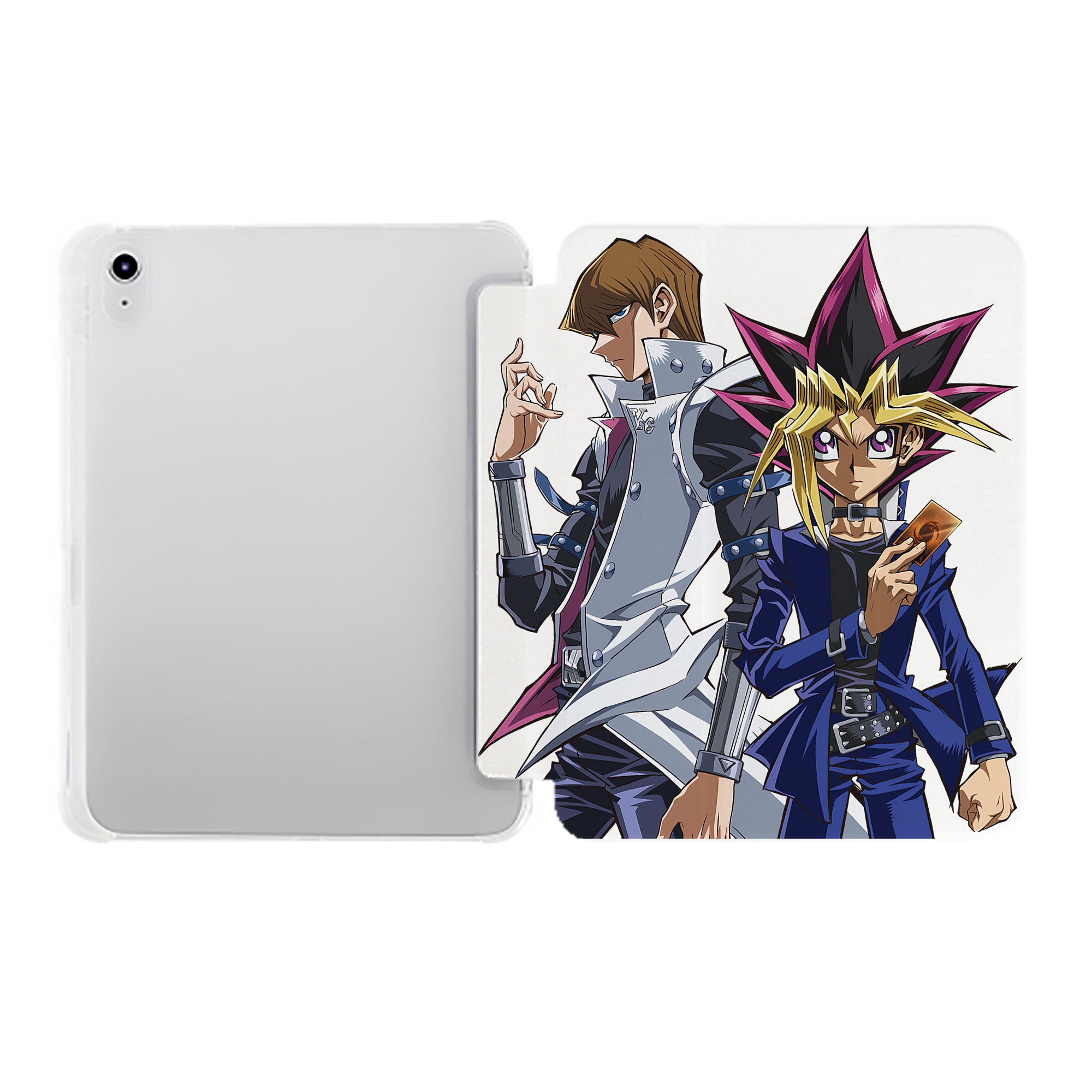 （画像用） 遊☆戯☆王 Yu-Gi-Oh! IPad ケース ペン収納付き 三つ折りスタンド PUレザー×シリコン 対応機種9.5/10.5/10.9インチ